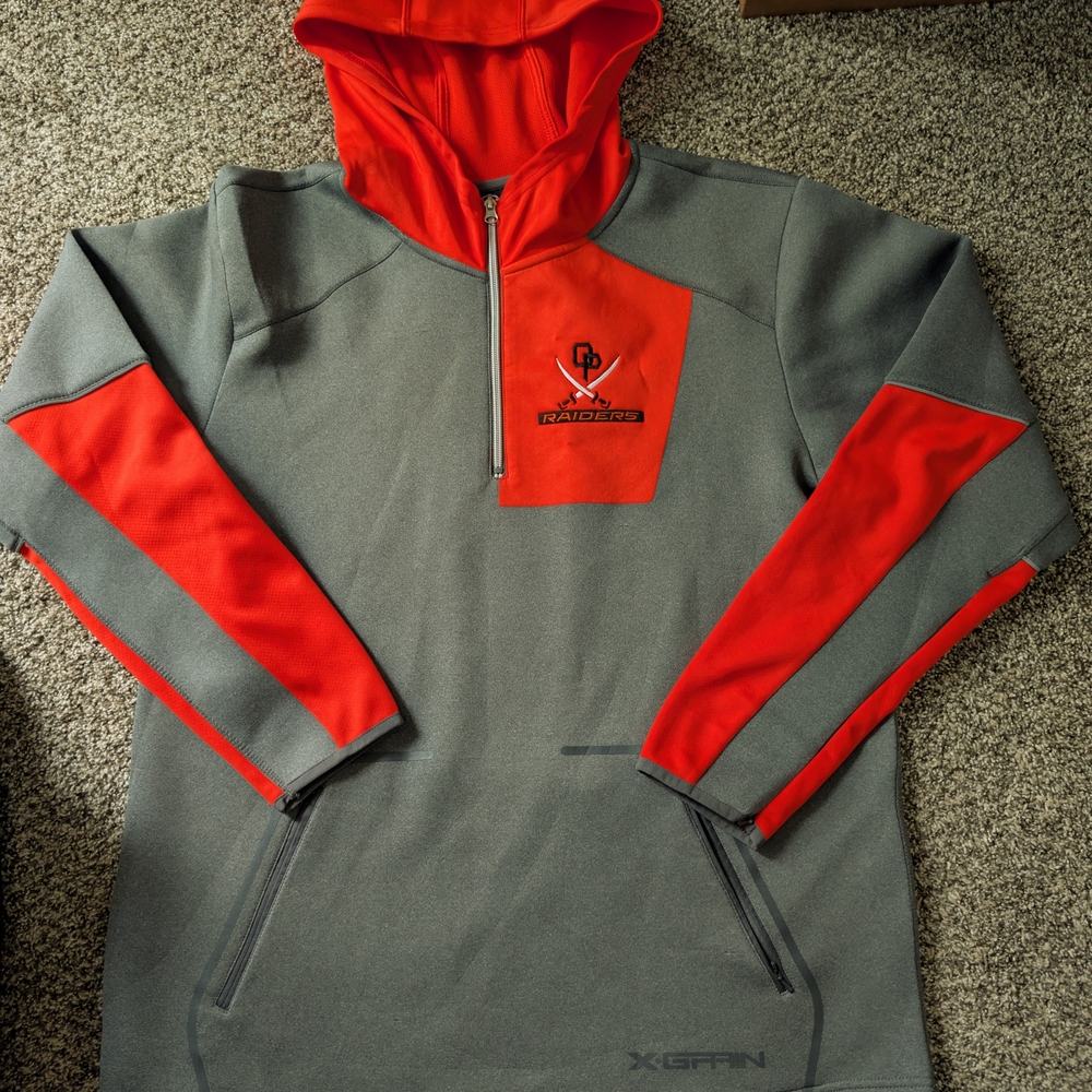 X-Grain Gray and Orange Quarter-Zip Hoodie